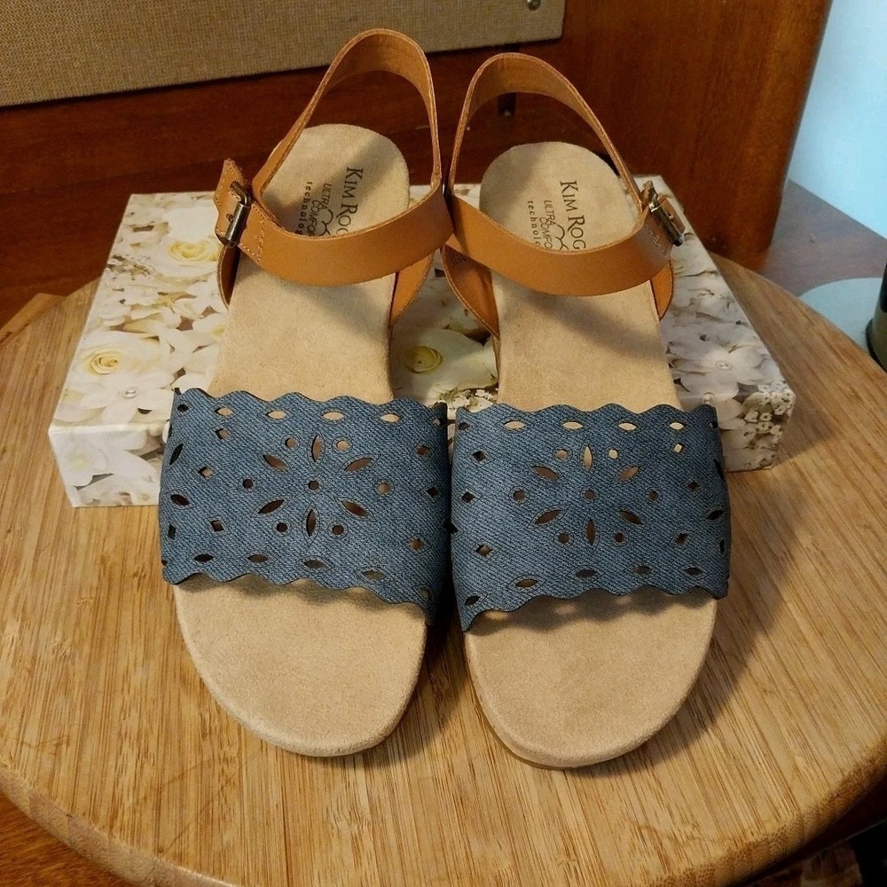Kim Rogers Ultra Comfort Hayward Blue Sandals Size 8M Cork Soles Summer Strap EC - Picture 6 of 11